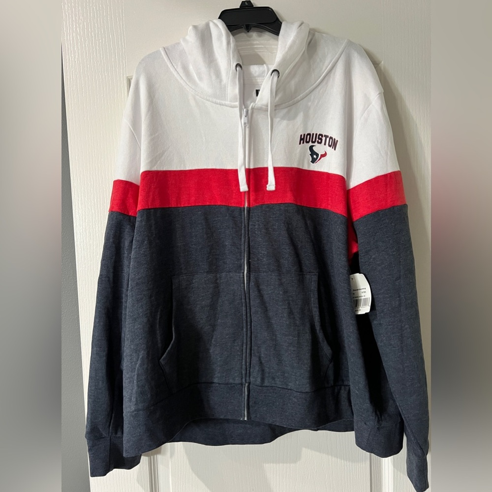 Houston Texans Team‎ Apparel Women's Red White Blue Zip-up Hoodie NWT Sz 3X